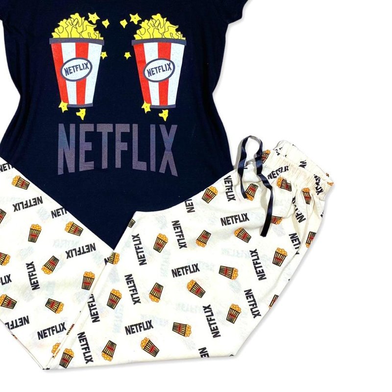 Pijama Femei, Pantaloni Lungi, Tricou, Netflix,