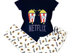 Pijama Femei, Pantaloni Lungi, Tricou, Netflix